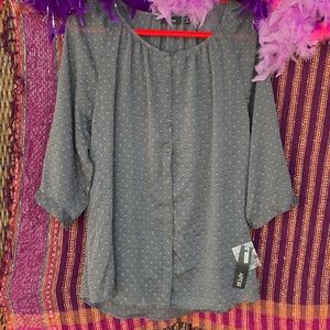 💥HP💥 NWT Apt. 9 Gray Henley Peasant Blouse Sz 0X